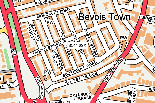 SO14 6GX map - OS OpenMap – Local (Ordnance Survey)