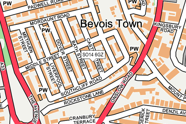 SO14 6GZ map - OS OpenMap – Local (Ordnance Survey)