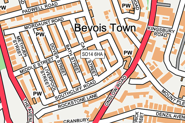 SO14 6HA map - OS OpenMap – Local (Ordnance Survey)