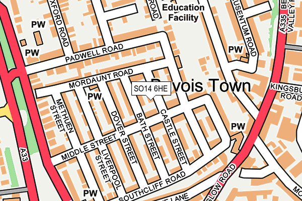 SO14 6HE map - OS OpenMap – Local (Ordnance Survey)