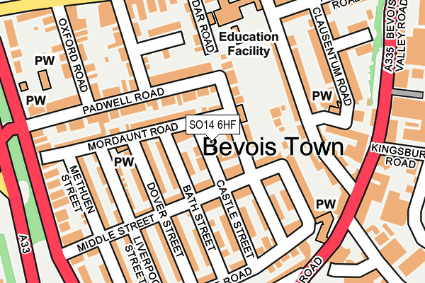 SO14 6HF map - OS OpenMap – Local (Ordnance Survey)