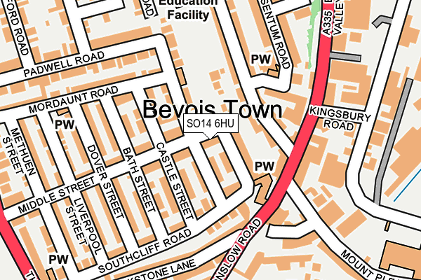 SO14 6HU map - OS OpenMap – Local (Ordnance Survey)