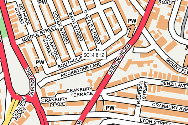 SO14 6HZ map - OS OpenMap – Local (Ordnance Survey)