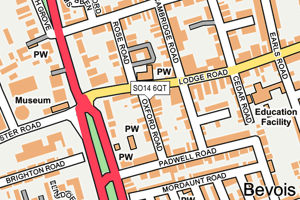 SO14 6QT map - OS OpenMap – Local (Ordnance Survey)