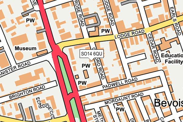 SO14 6QU map - OS OpenMap – Local (Ordnance Survey)