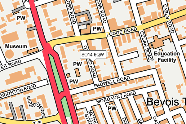 SO14 6QW map - OS OpenMap – Local (Ordnance Survey)