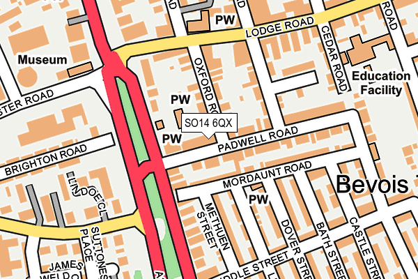 SO14 6QX map - OS OpenMap – Local (Ordnance Survey)