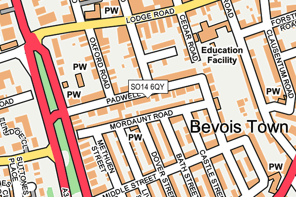 SO14 6QY map - OS OpenMap – Local (Ordnance Survey)