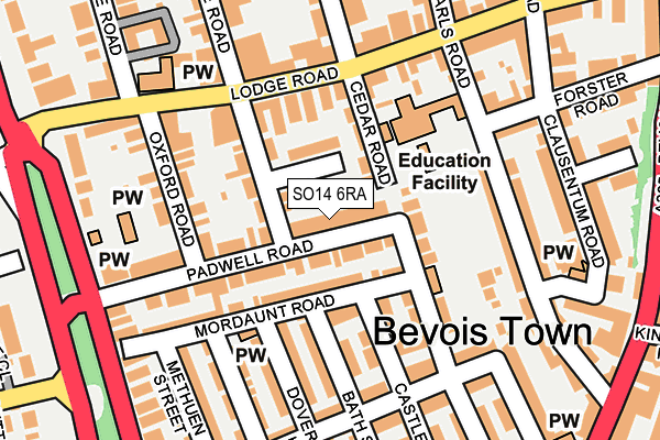 SO14 6RA map - OS OpenMap – Local (Ordnance Survey)