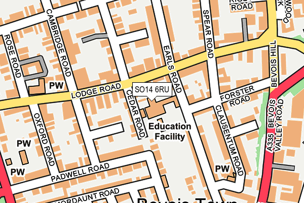 SO14 6RU map - OS OpenMap – Local (Ordnance Survey)