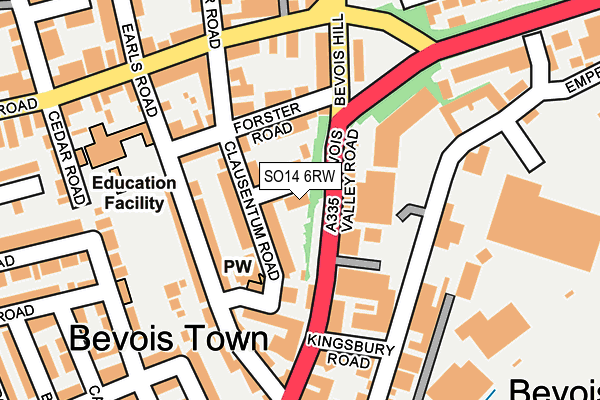 SO14 6RW map - OS OpenMap – Local (Ordnance Survey)