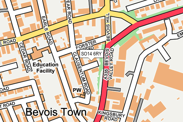 SO14 6RY map - OS OpenMap – Local (Ordnance Survey)