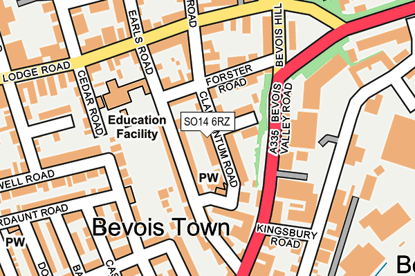 SO14 6RZ map - OS OpenMap – Local (Ordnance Survey)