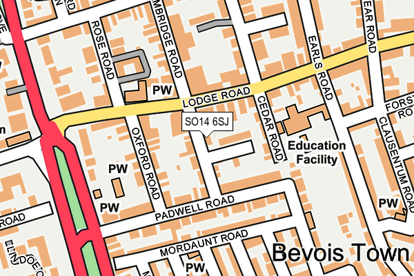 SO14 6SJ map - OS OpenMap – Local (Ordnance Survey)