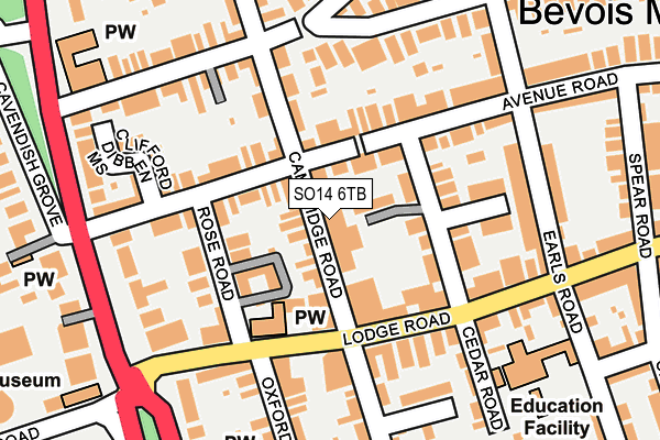 SO14 6TB map - OS OpenMap – Local (Ordnance Survey)