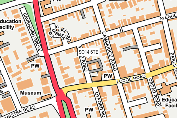 SO14 6TE map - OS OpenMap – Local (Ordnance Survey)