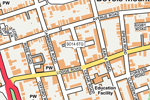 SO14 6TQ map - OS OpenMap – Local (Ordnance Survey)