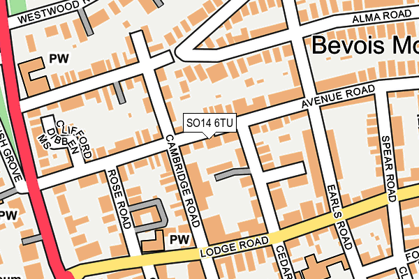 SO14 6TU map - OS OpenMap – Local (Ordnance Survey)