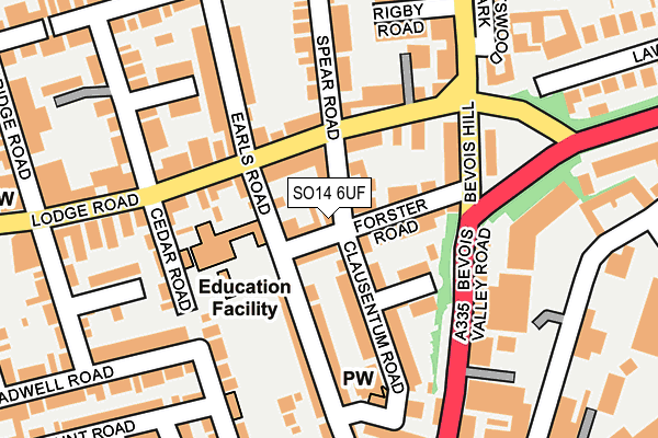 SO14 6UF map - OS OpenMap – Local (Ordnance Survey)