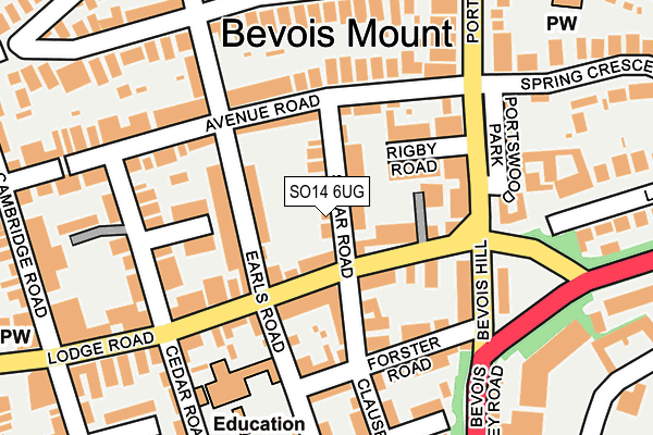 SO14 6UG map - OS OpenMap – Local (Ordnance Survey)