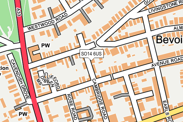 SO14 6US map - OS OpenMap – Local (Ordnance Survey)