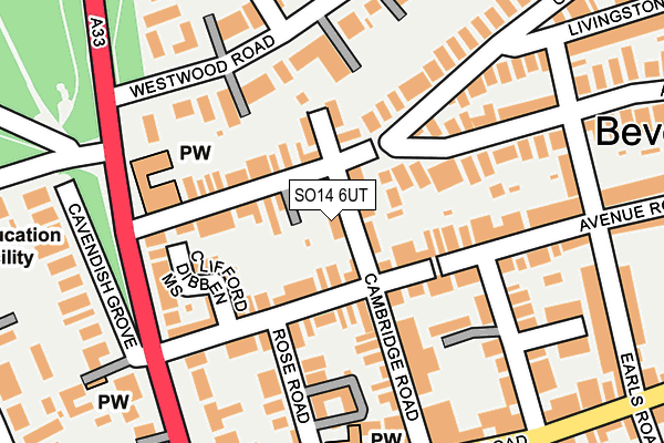 SO14 6UT map - OS OpenMap – Local (Ordnance Survey)