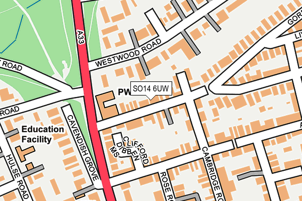 SO14 6UW map - OS OpenMap – Local (Ordnance Survey)