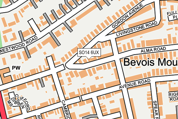 SO14 6UX map - OS OpenMap – Local (Ordnance Survey)