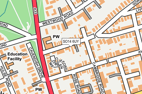 SO14 6UY map - OS OpenMap – Local (Ordnance Survey)