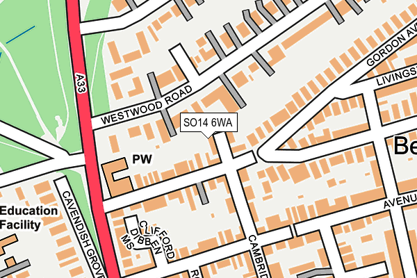 SO14 6WA map - OS OpenMap – Local (Ordnance Survey)