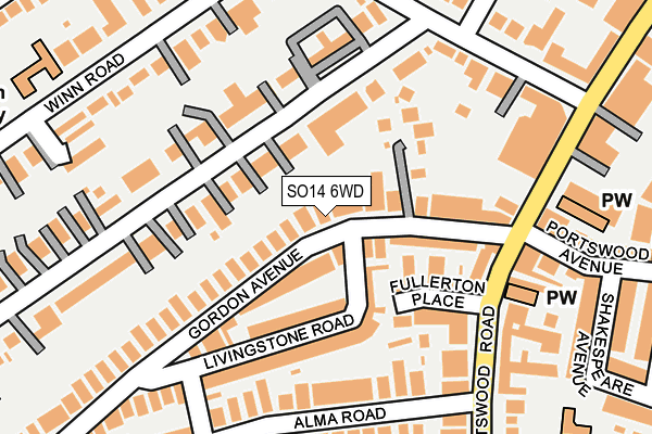 SO14 6WD map - OS OpenMap – Local (Ordnance Survey)