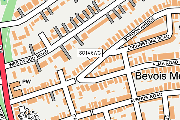 SO14 6WG map - OS OpenMap – Local (Ordnance Survey)