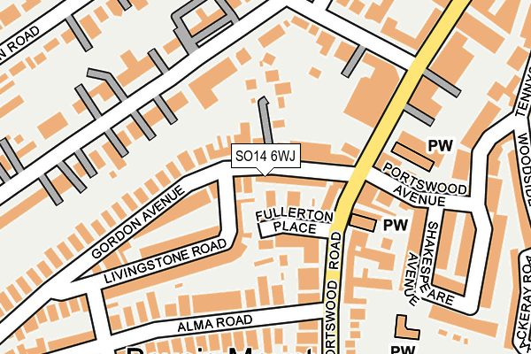 SO14 6WJ map - OS OpenMap – Local (Ordnance Survey)