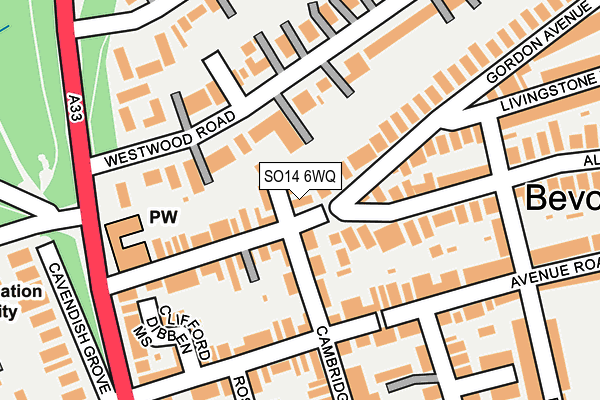 SO14 6WQ map - OS OpenMap – Local (Ordnance Survey)