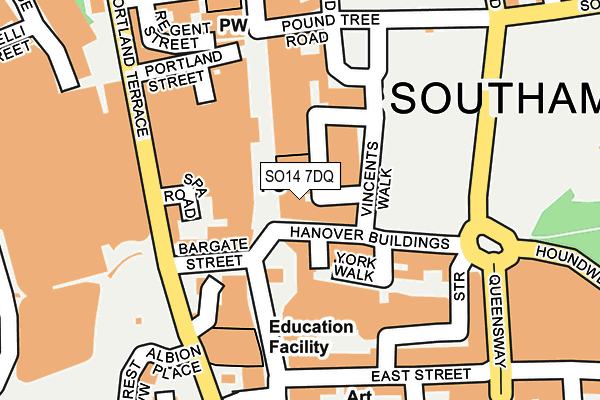 SO14 7DQ map - OS OpenMap – Local (Ordnance Survey)