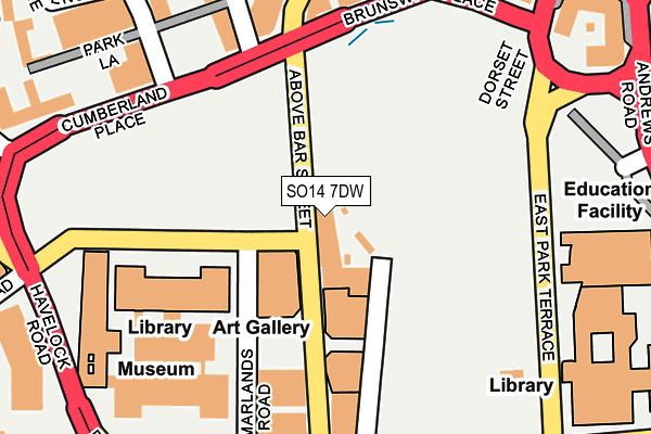 SO14 7DW map - OS OpenMap – Local (Ordnance Survey)