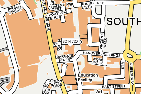 SO14 7DX map - OS OpenMap – Local (Ordnance Survey)
