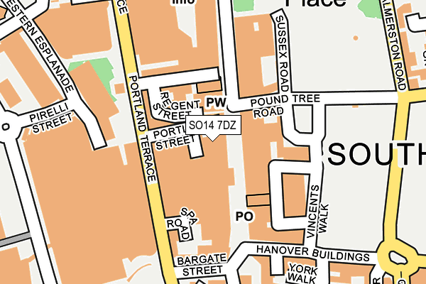 SO14 7DZ map - OS OpenMap – Local (Ordnance Survey)