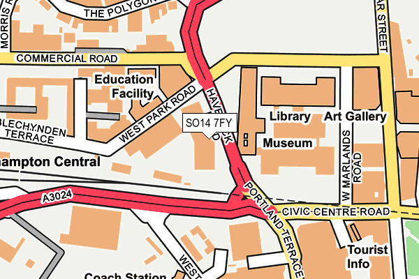 SO14 7FY map - OS OpenMap – Local (Ordnance Survey)