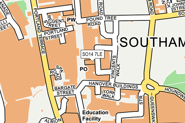 SO14 7LE map - OS OpenMap – Local (Ordnance Survey)