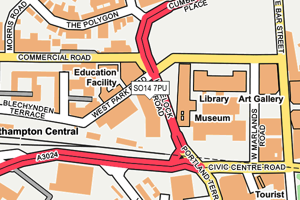 SO14 7PU map - OS OpenMap – Local (Ordnance Survey)