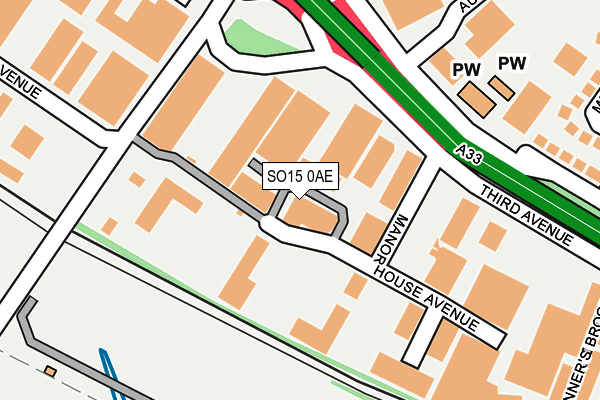 SO15 0AE map - OS OpenMap – Local (Ordnance Survey)