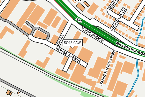 SO15 0AW map - OS OpenMap – Local (Ordnance Survey)