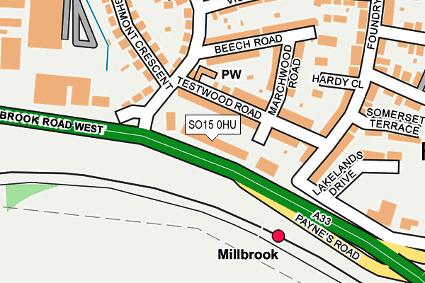 SO15 0HU map - OS OpenMap – Local (Ordnance Survey)