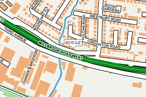 SO15 0JZ map - OS OpenMap – Local (Ordnance Survey)