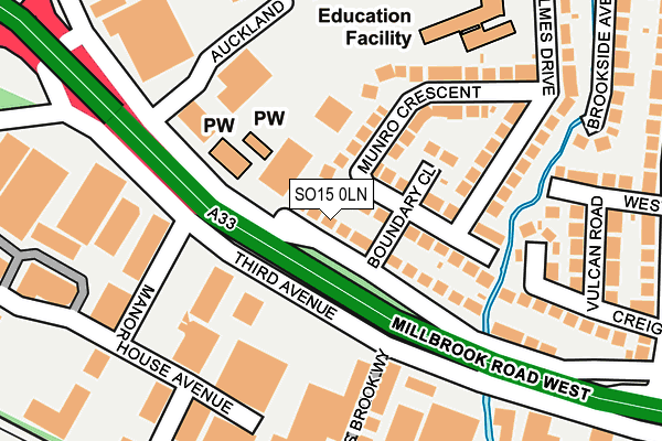 SO15 0LN map - OS OpenMap – Local (Ordnance Survey)