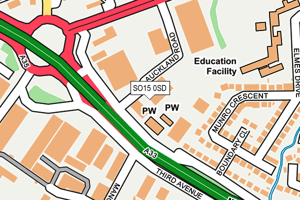 SO15 0SD map - OS OpenMap – Local (Ordnance Survey)