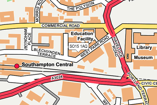 SO15 1AQ map - OS OpenMap – Local (Ordnance Survey)