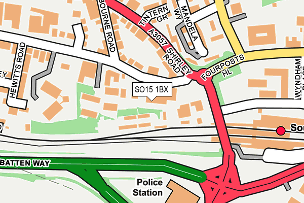 SO15 1BX map - OS OpenMap – Local (Ordnance Survey)