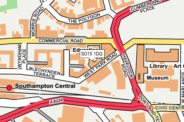 SO15 1DQ map - OS OpenMap – Local (Ordnance Survey)